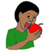 The+boy+is+eating+an+apple.+The+apple+belongs+to+___. Picture
